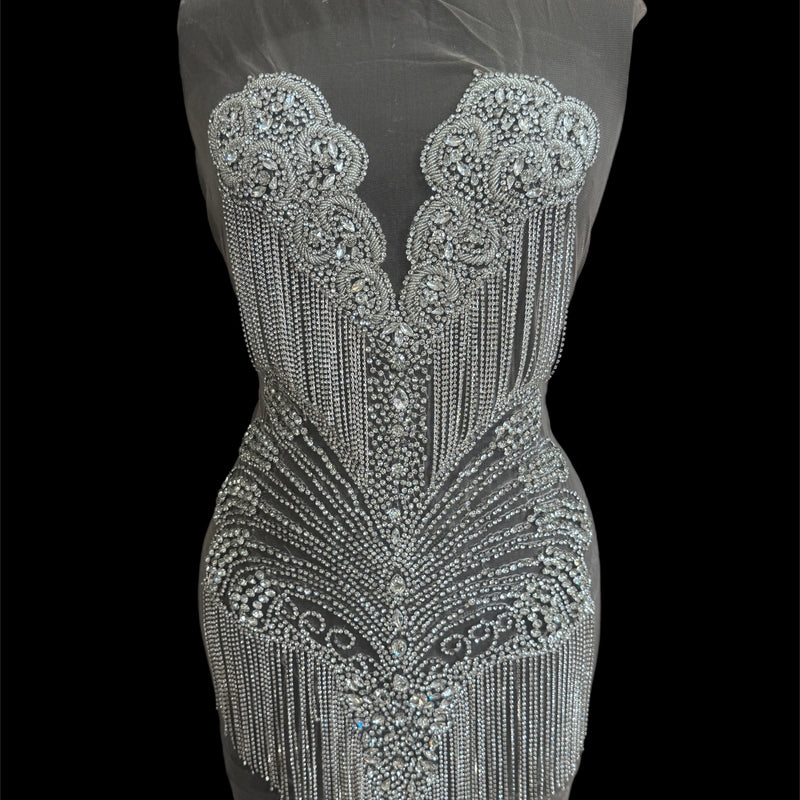 Silver Rhinestone Bodice Applique