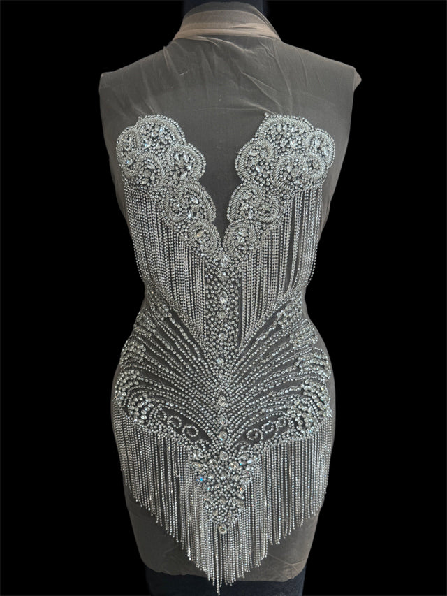 Silver Rhinestone Bodice Applique