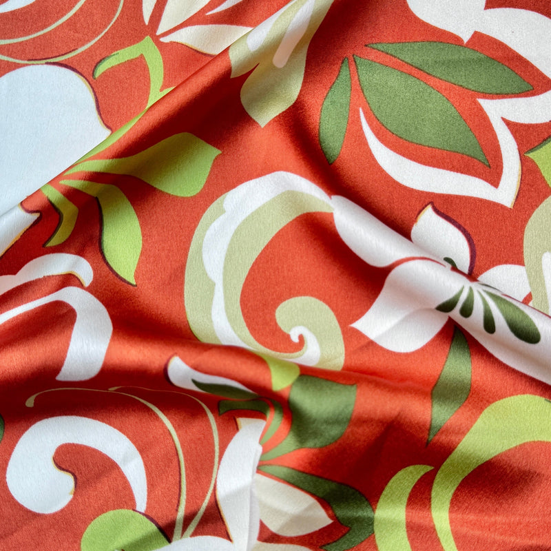 Printed Satin Rust Floral