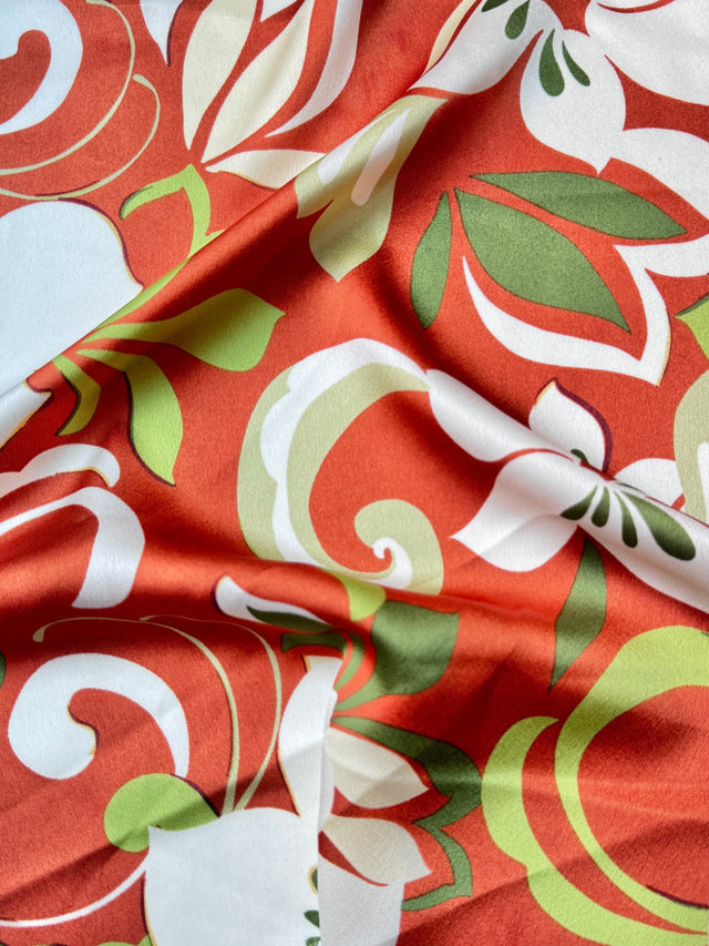 Printed Satin Rust Floral
