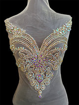 Gold Iridescent Rhinestone Bodice Applique