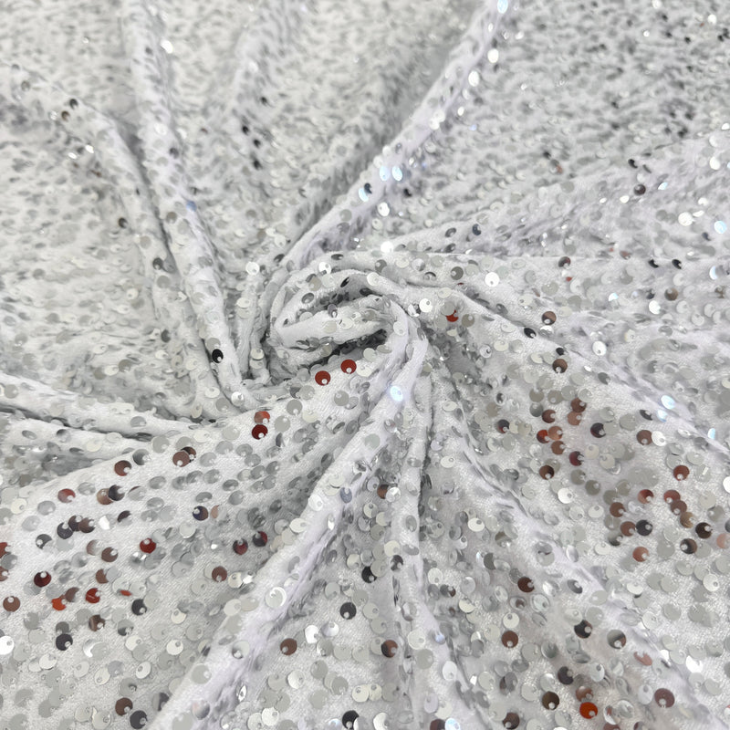 Sequin Velvet Silver White