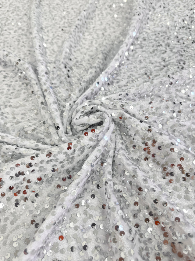 Sequin Velvet Silver White