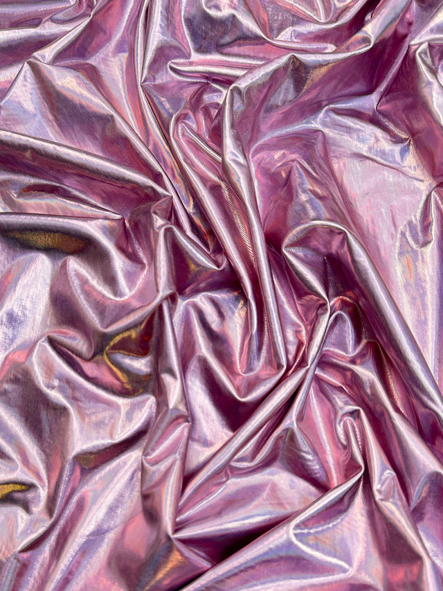 Shiny Pink Coated Spandex Pleather