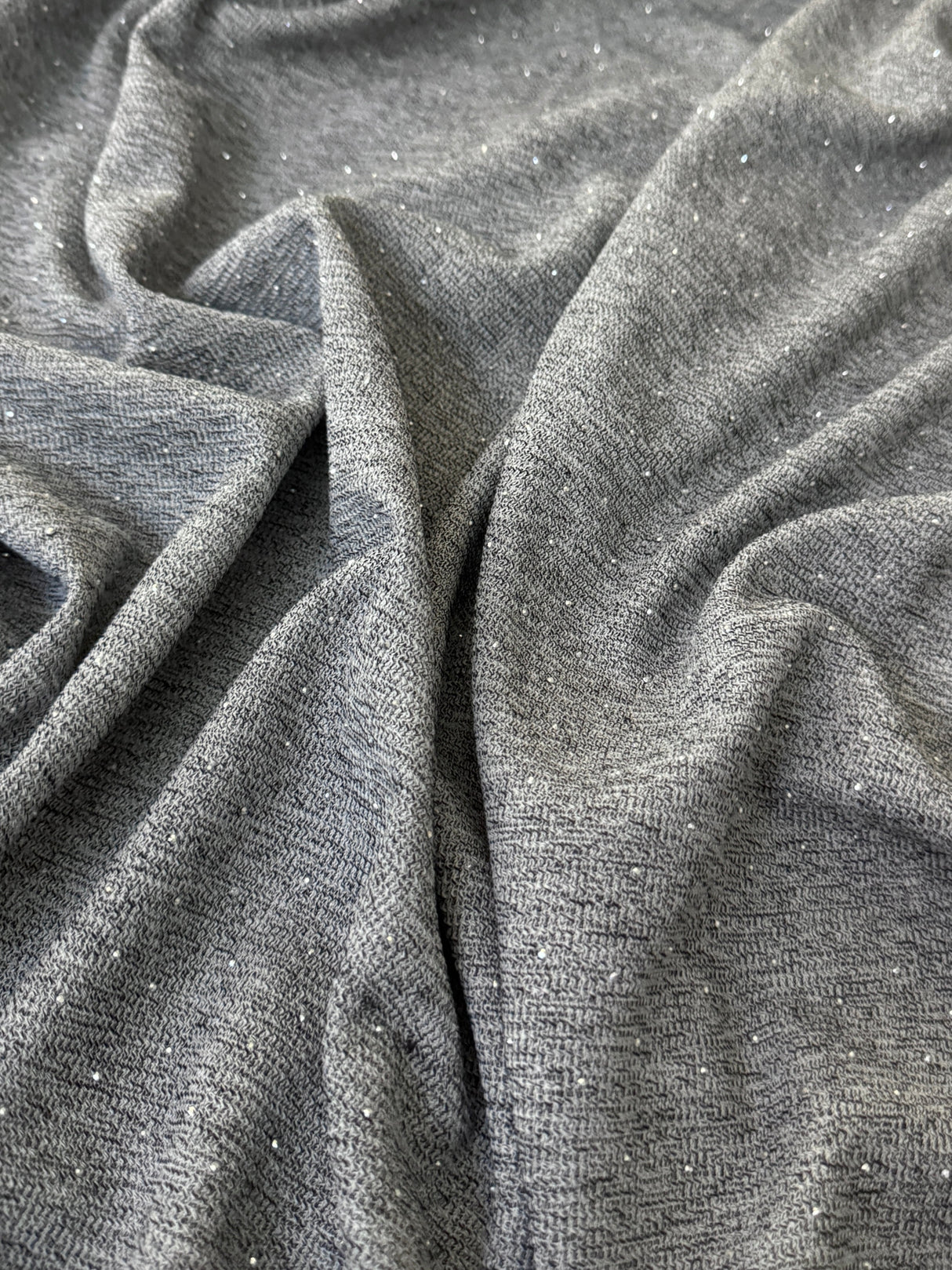 Rhinestone Beaded Knit Gray