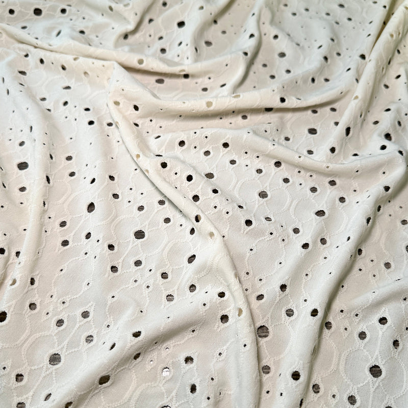 Ivory 4-Way Stretch Eyelet Knit