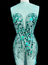 Rhinestone Bodice Appliqué Emerald Green