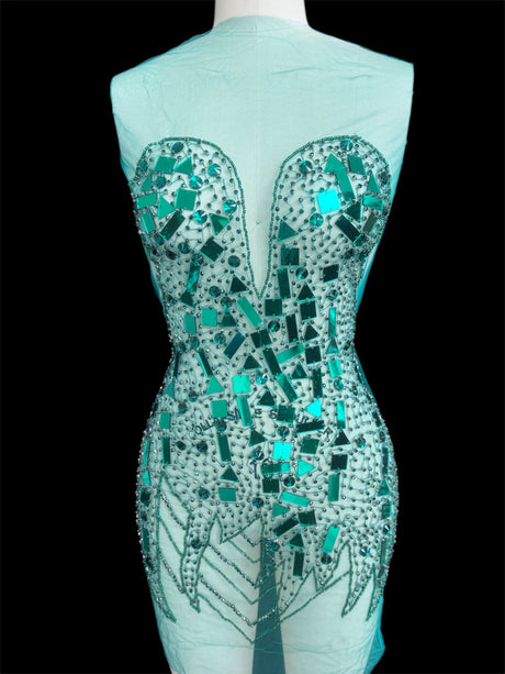 Rhinestone Bodice Appliqué Emerald Green