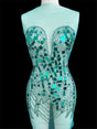 Rhinestone Bodice Appliqué Emerald Green