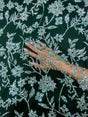 Beaded Floral Lace Green Silver