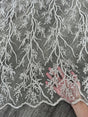 Silver Embroidered Branch Bridal Lace