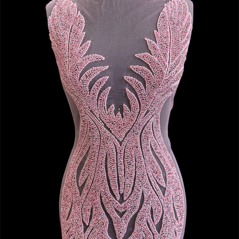 Rhinestone Bodice Applique Baby Pink