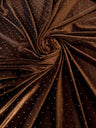 Brown Rhinestone Beaded Stretch Velvet