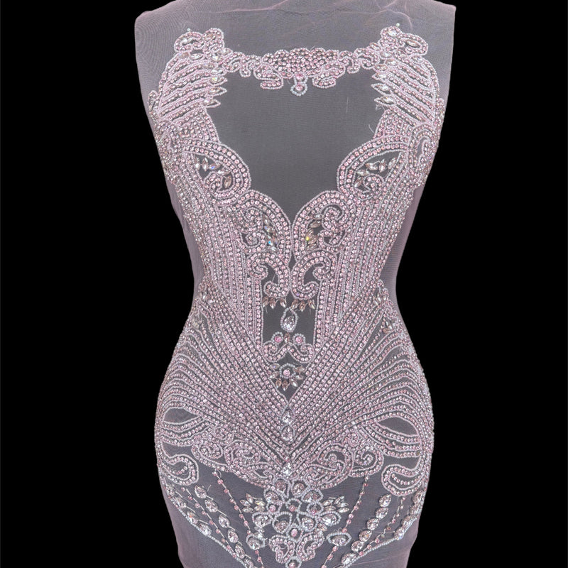 Baby Pink Rhinestone Bodice Applique