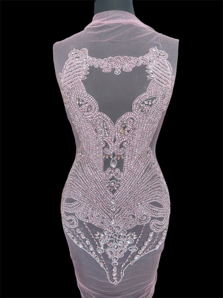 Baby Pink Rhinestone Bodice Applique