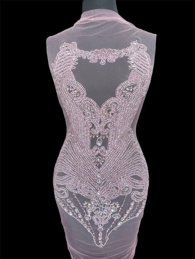 Baby Pink Rhinestone Bodice Applique