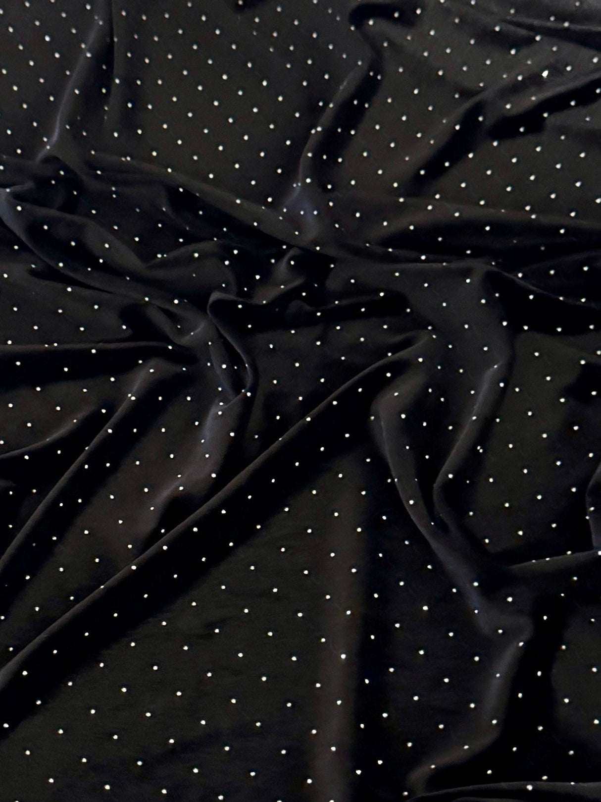 Stretch Velvet with Rhinestone Beading Black