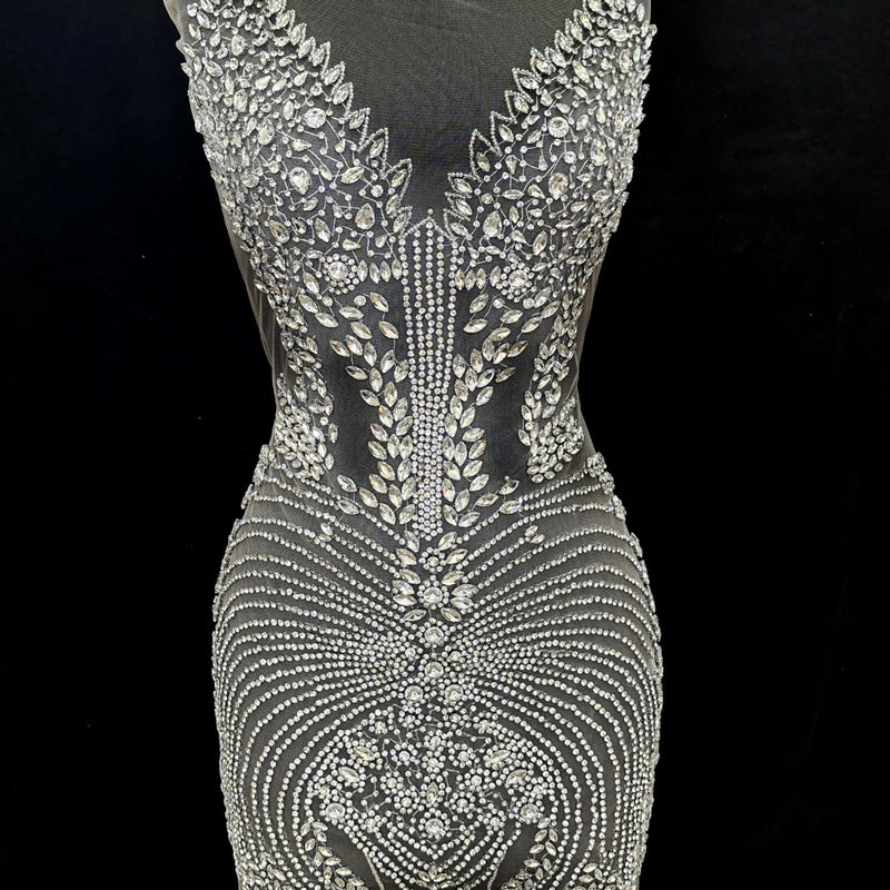 Silver Rhinestone Bodice Applique