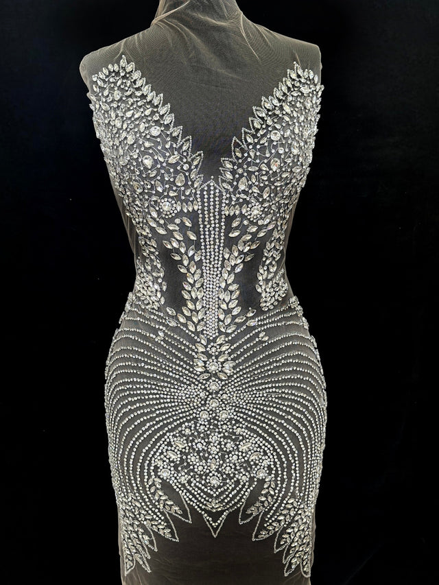 Silver Rhinestone Bodice Applique
