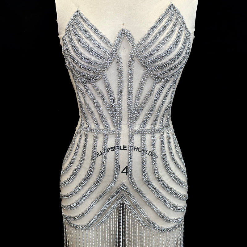 Silver Rhinestone Bodice Applique