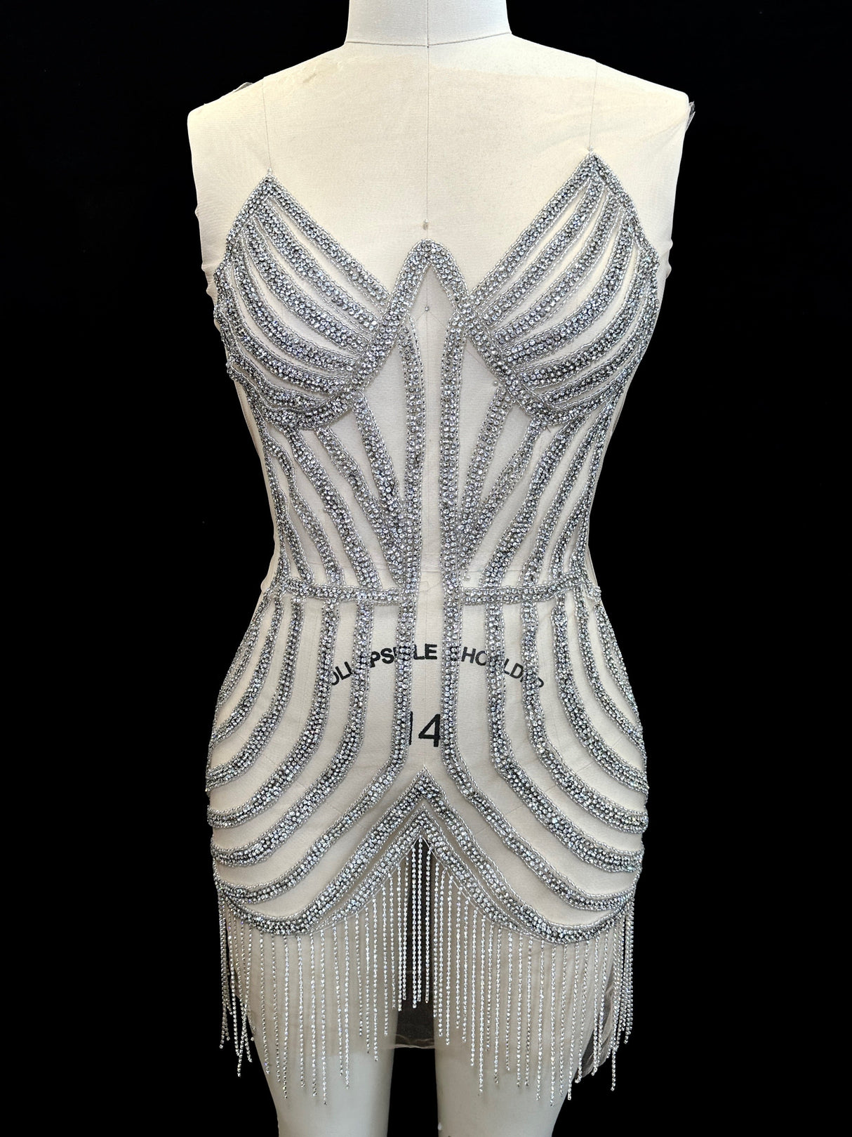 Silver Rhinestone Bodice Applique