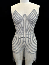 Silver Rhinestone Bodice Applique