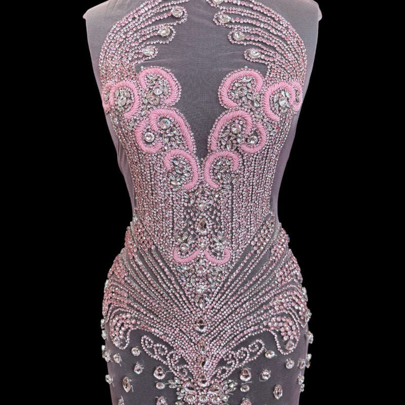 Rhinestone Bodice Applique in Baby Pink