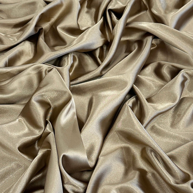 Khaki-Gold Luxury Silky Stretch Satin
