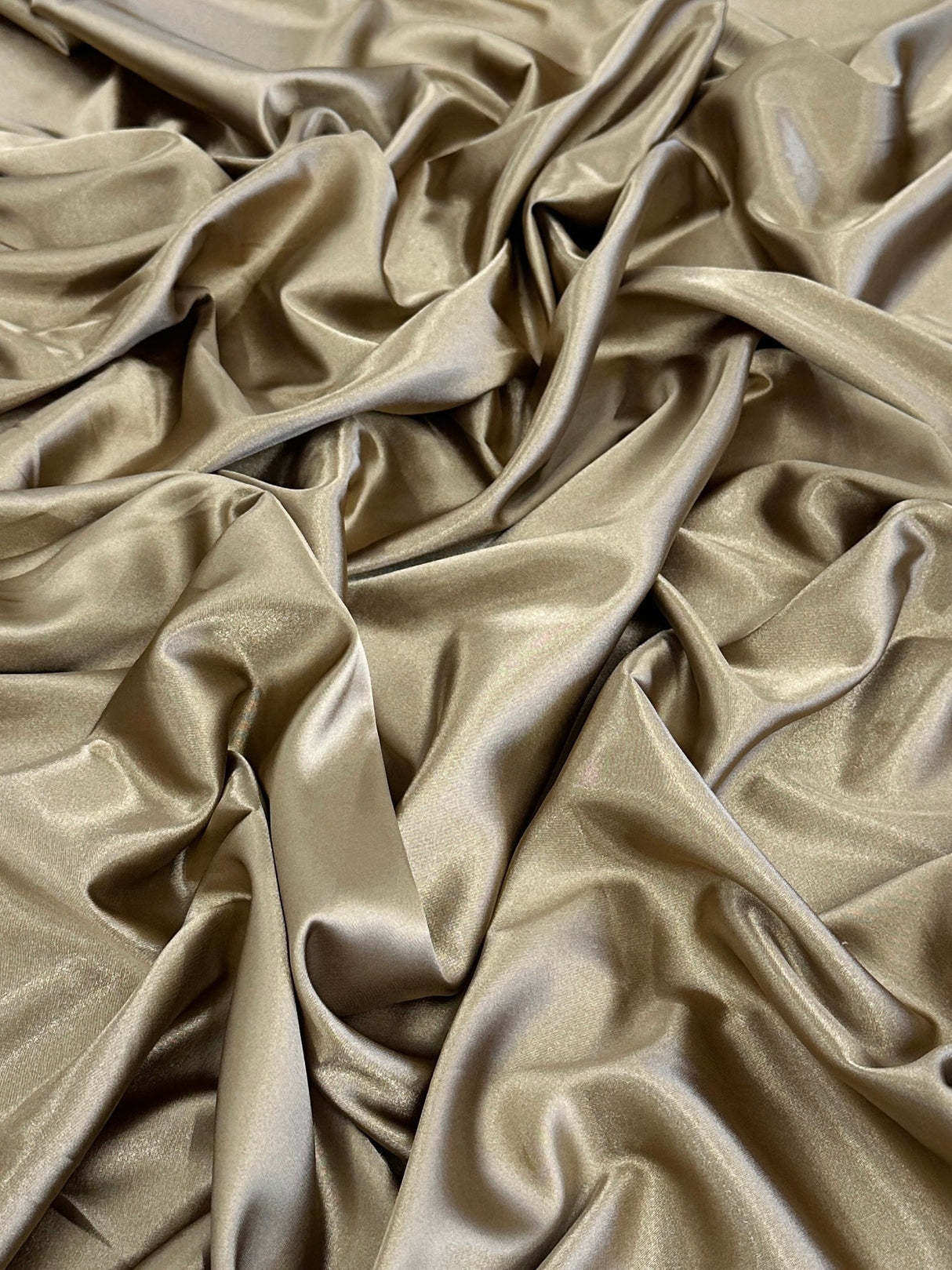 Khaki-Gold Luxury Silky Stretch Satin