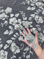 Beaded Lace Mesh Silver 3D Flower