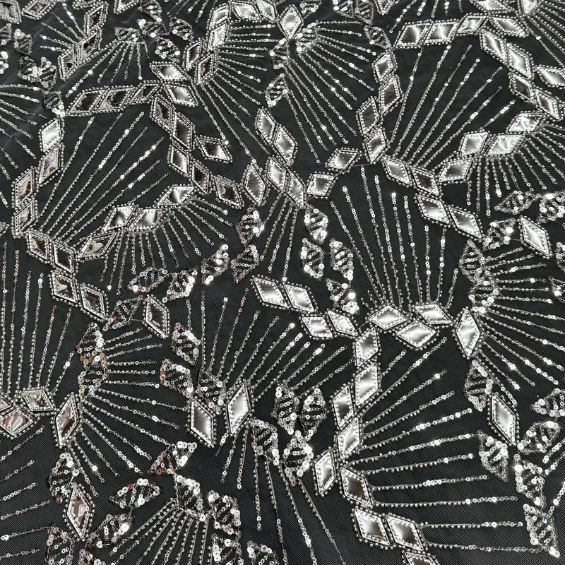 Silver Art Deco Mirror Sequin Lace