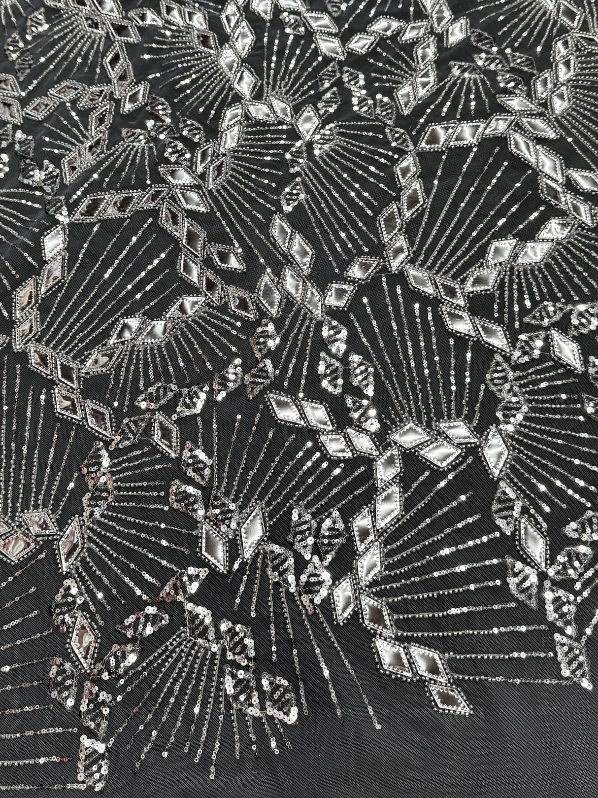 Silver Art Deco Mirror Sequin Lace