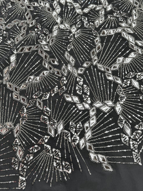 Silver Art Deco Mirror Sequin Lace