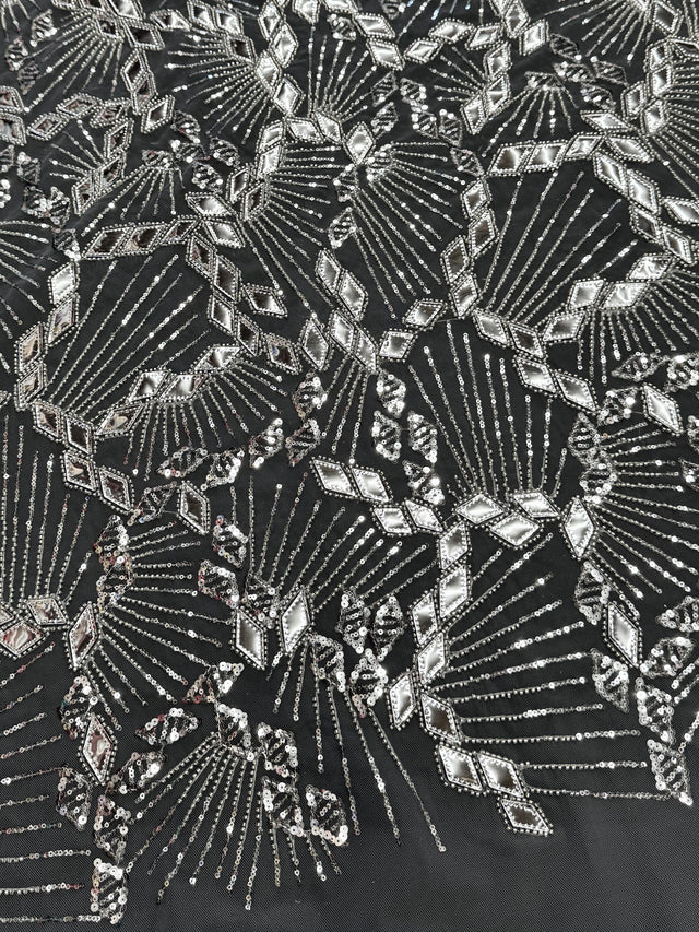 Silver Art Deco Mirror Sequin Lace