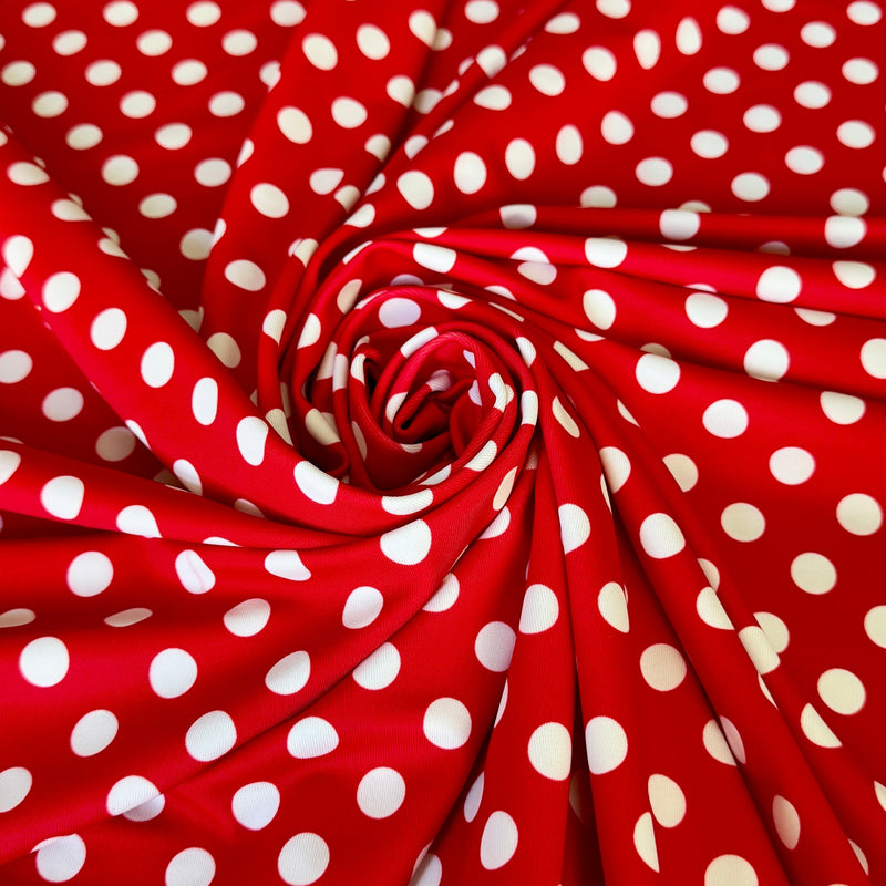 Printed Nylon Spandex Red Polka Dot