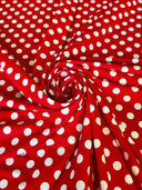 Printed Nylon Spandex Red Polka Dot