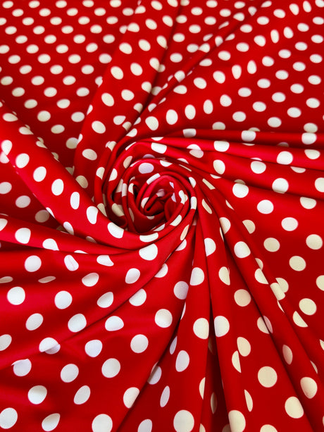 Printed Nylon Spandex Red Polka Dot