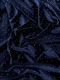 Rhinestone Beaded Stretch Velvet Navy Blue