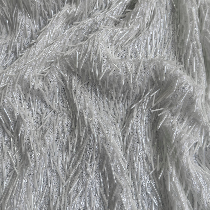 White Fringe Sequin on Mesh