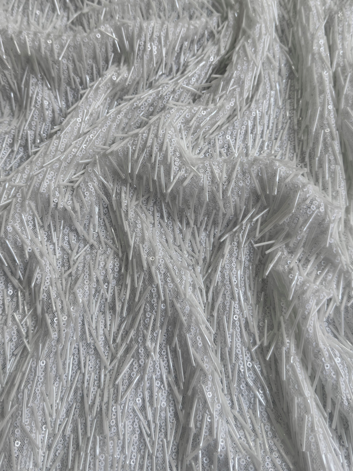 White Fringe Sequin on Mesh