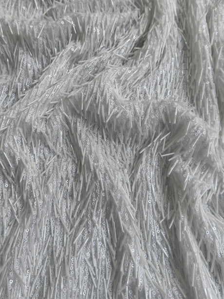 White Fringe Sequin on Mesh