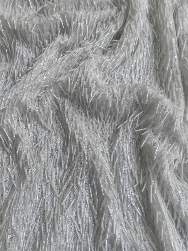 White Fringe Sequin on Mesh