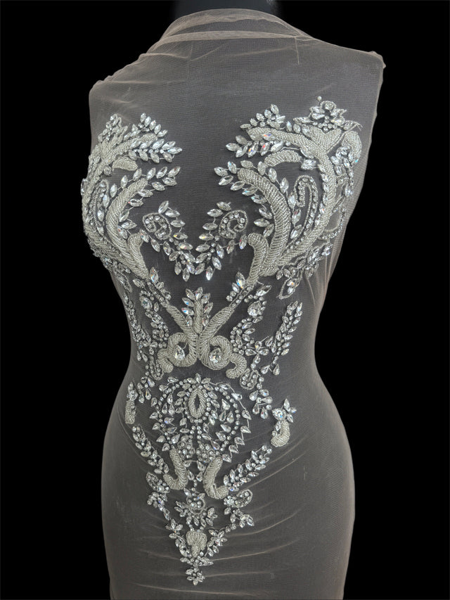 Silver Rhinestone Bodice Appliqué