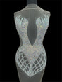 Silver Iridescent Rhinestone Bodice Applique