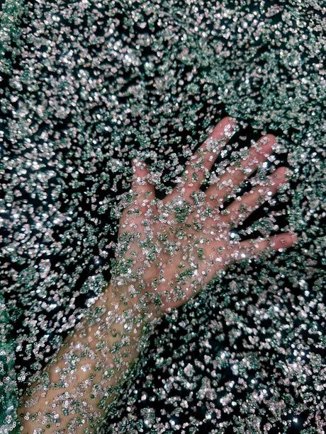 Stretch Beaded Sequin Lace Green-Silver