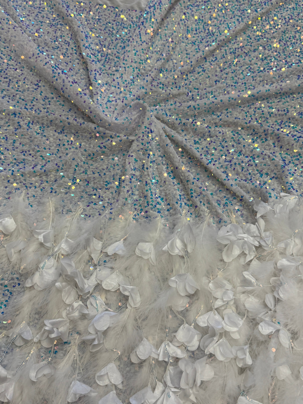 Iridescent Feather Sequin Velvet