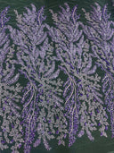 Beaded Embroidered Lace Lavender Leaves