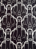 Printed Nylon Spandex Black & White Middle Finger