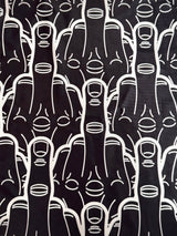 Printed Nylon Spandex Black & White Middle Finger
