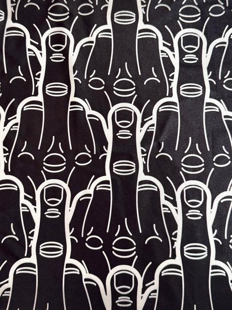 Printed Nylon Spandex Black & White Middle Finger